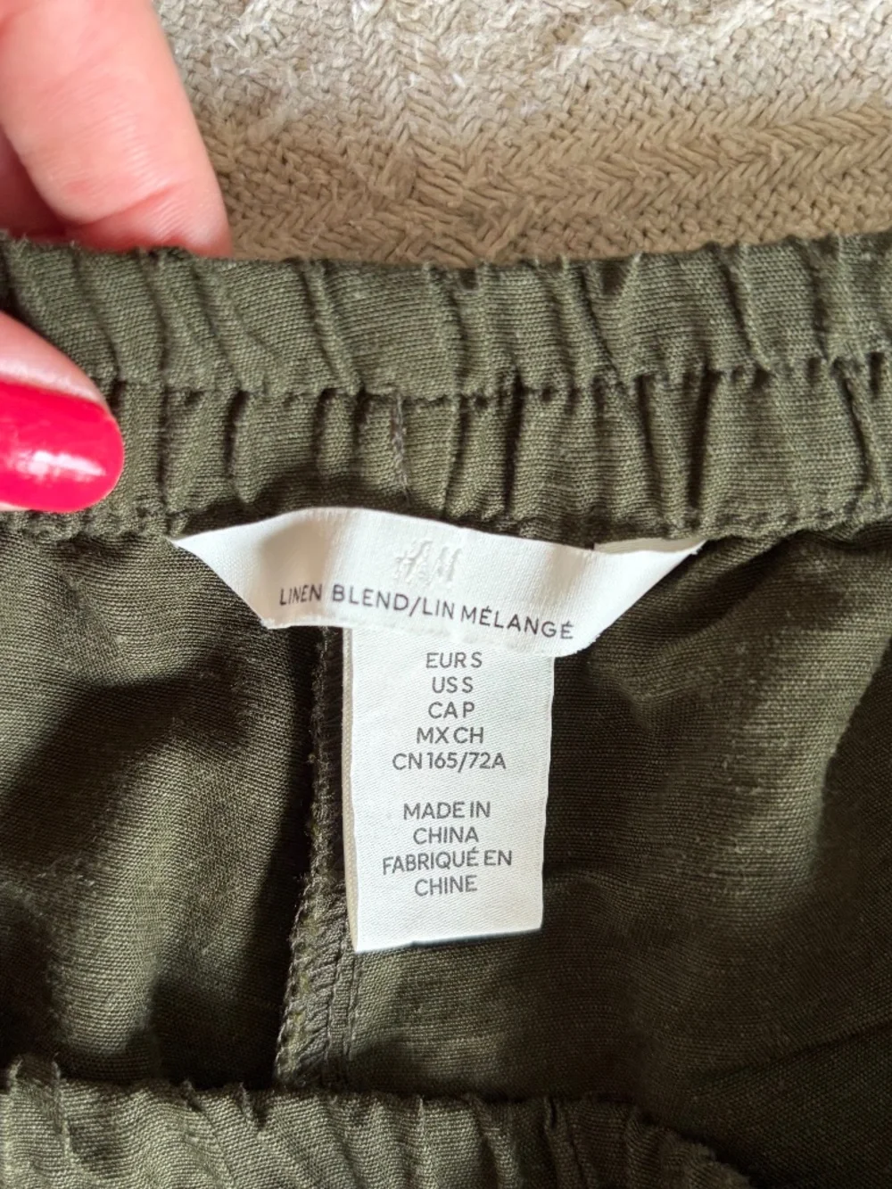 NWOT Women's S H&M Linen-Blend Pull-On Pants Dark Khaki Green